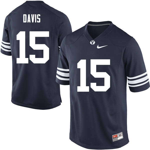 Men #15 Michael Davis BYU Cougars College Football Jerseys Sale-Navy